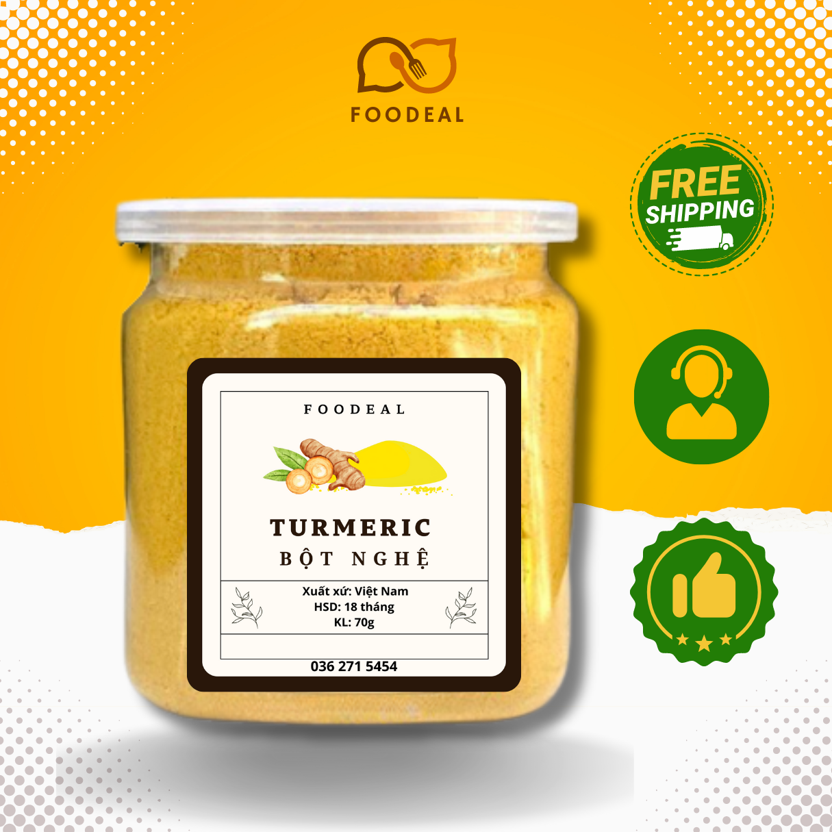 Bột nghệ thực phẩm Turmeric powder ướp thịt, ướp cá tạo màu món ăn FOODEAL - bột nghệ thực phẩm tạo màu