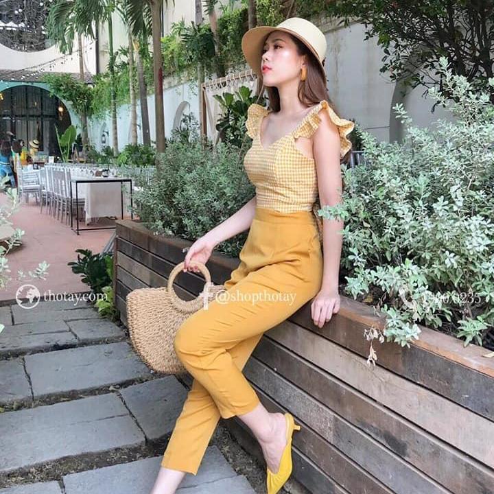 Set bộ áo tay cánh tiên quần ôm kiểu dáng thời trang siêu xinh m90