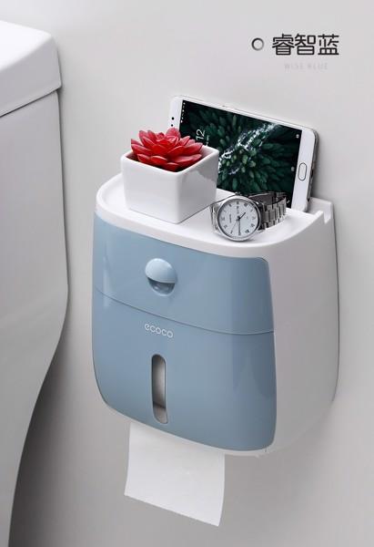 Hộp giấy vệ sinh ECOCO loại to 2 tầng có ngăn kéo thông minh chống thấm cao cấp, Hop giay ve sinh ECOCO thong minh chong tham cao cap - MS.SP001887-BVT