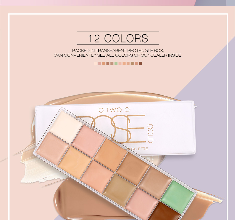 Kem nền che khuyết điểm o.two.o rose bảng 12 tone màu