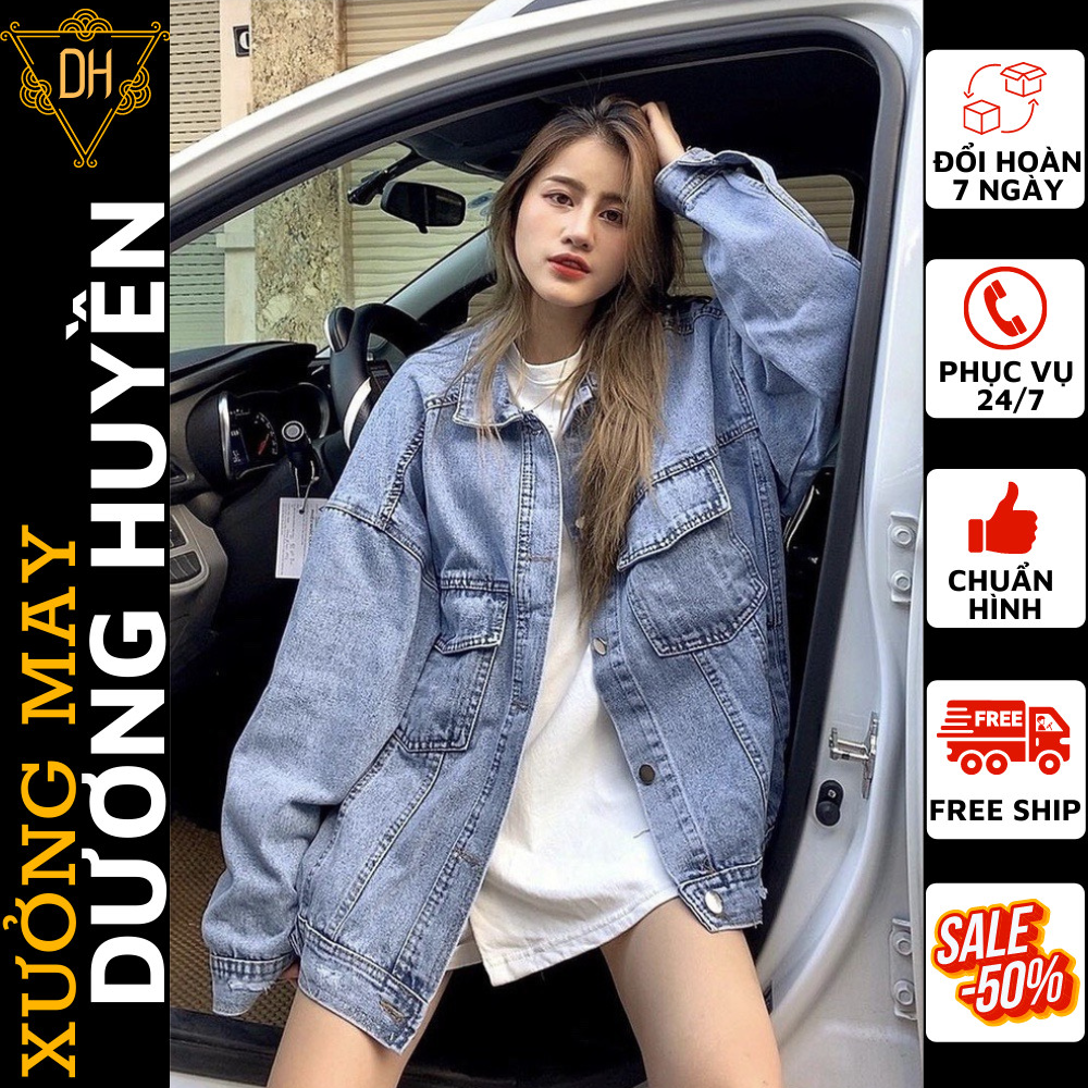 Áo Khoác Nữ Jean UNISEX Form Rộng Nữ - Áo khoác bò Denim nữ form rộng suông street style chống nắng basic Hàn Quốc, áo khoác bò nữ, áo khoác bò nữ from rộng, áo khoác bò nữ chống nắng