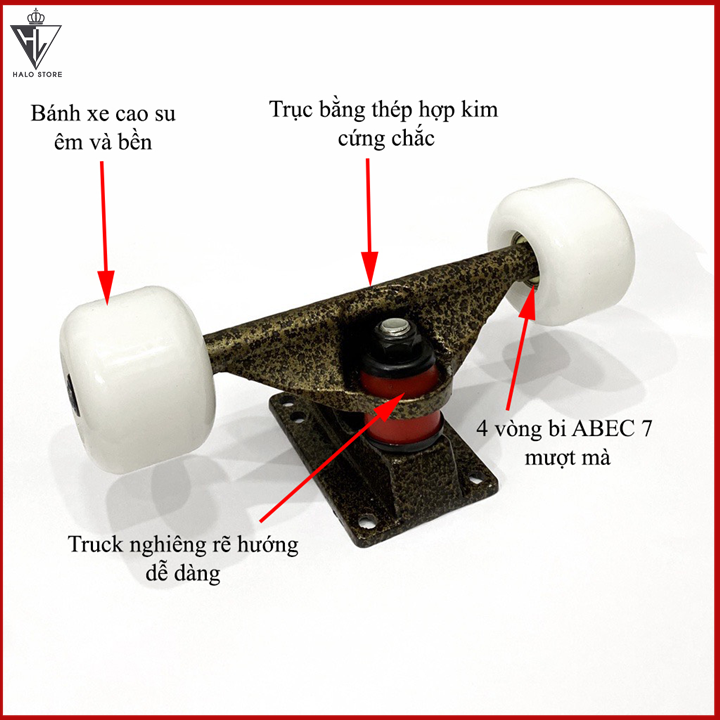 Trục Ván Trượt Skateboard kèm 2 bánh cao cấp