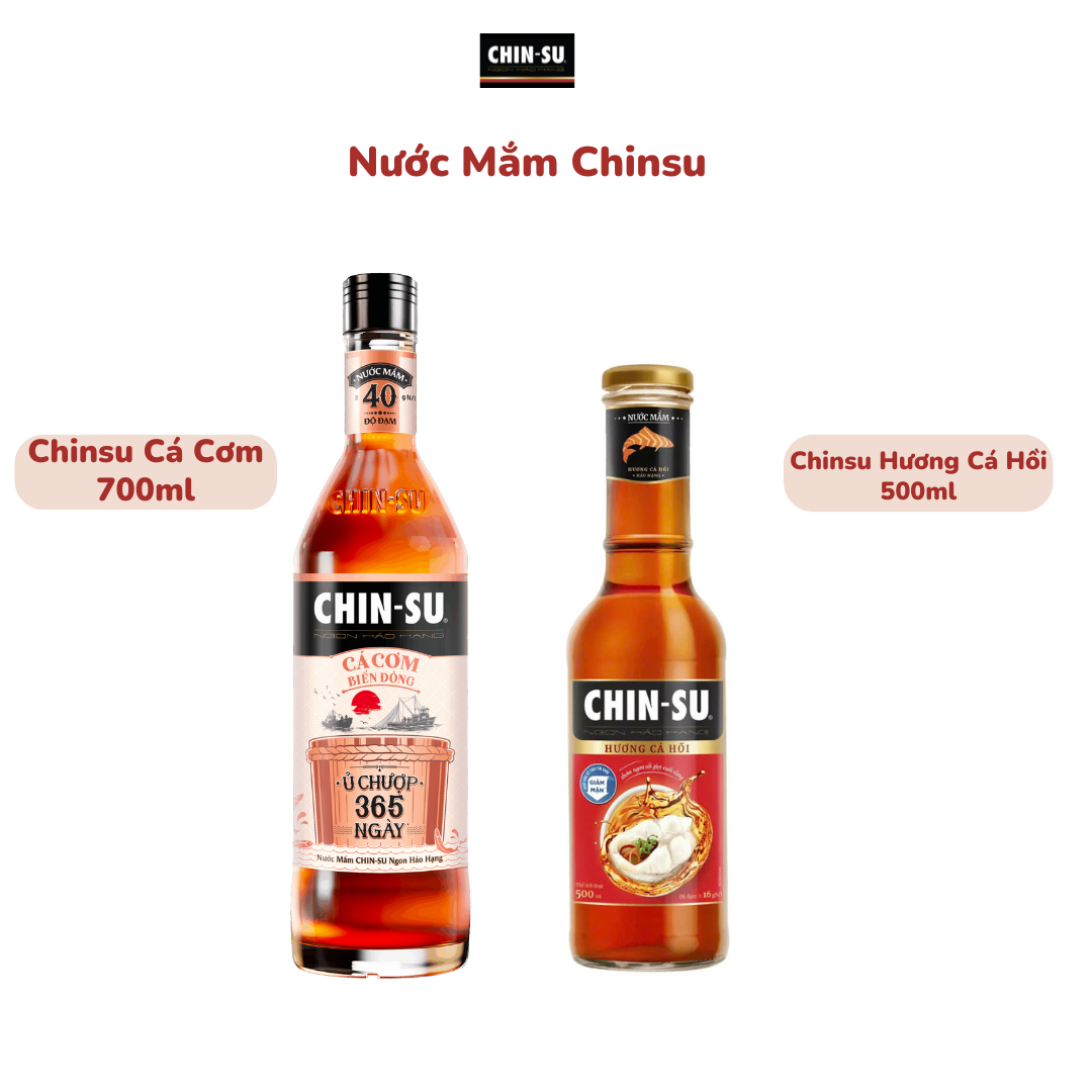 Nước Mắm Chinsu Cá Cơm Ủ Chượp 365 Ngày 40 độ đạm 700ml, Nước mắm Chinsu hương cá hồi 20 độ đạm 500ml