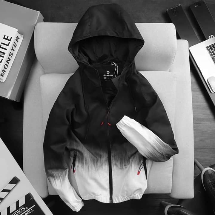 ÁO KHOÁC DÙ IN HAI MÀU TRÁNG ĐEN 3D LÊN FORM CỰC ĐẸP - TP