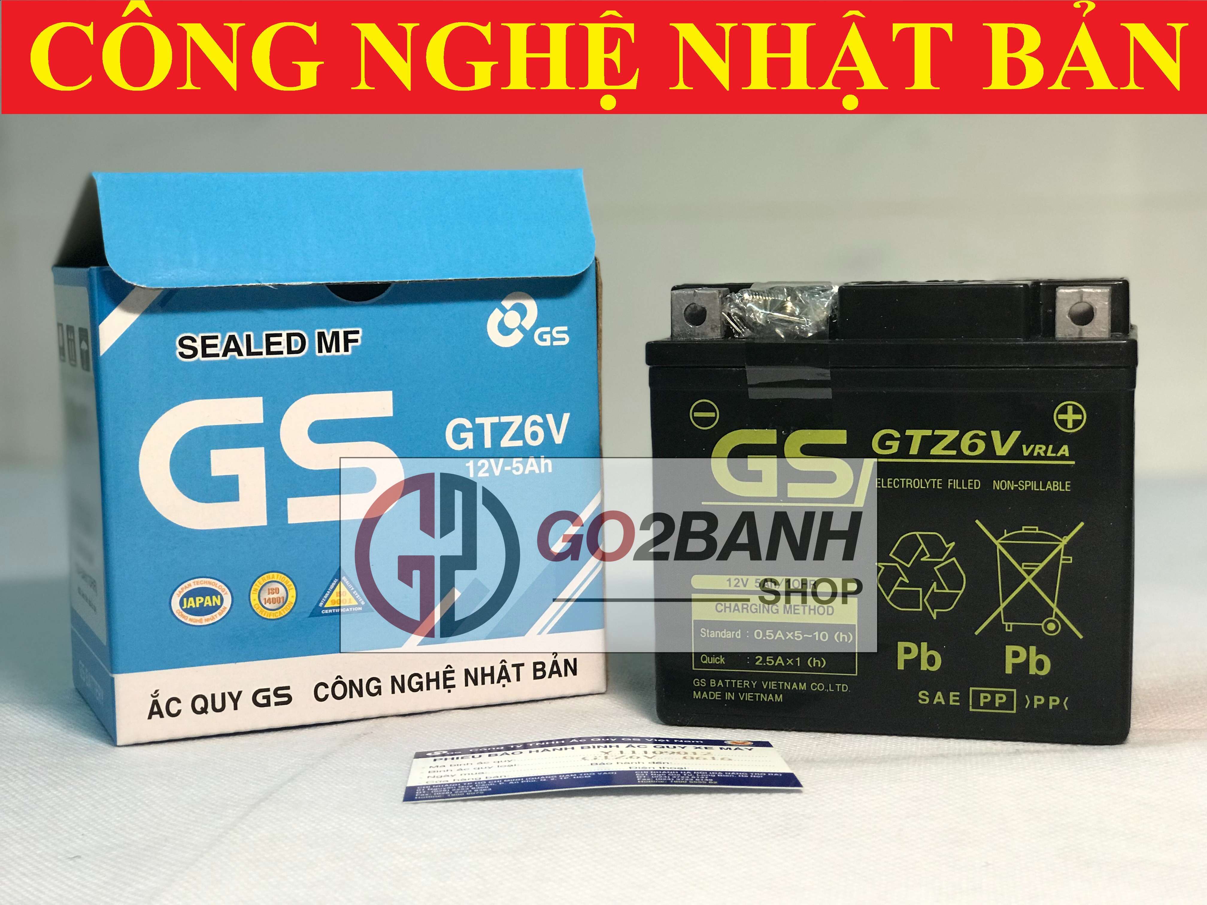 Bình ắc quy khô GS GTZ6V Airblade 125, Winner, Vision 2014, Sh Việt 125/150, Sh Mode,Lead 125 2013,P