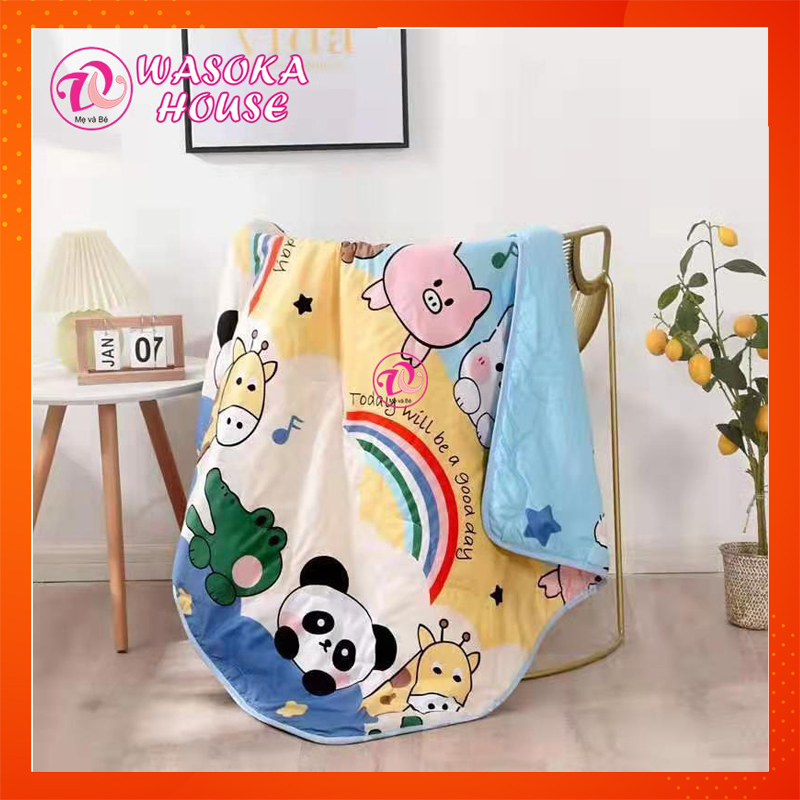 Chăn mền trẻ em cotton đũi mềm thoáng mát 1mx1m5 (Hàng loại 1),chăn hè mỏng cho bé đi học, ngủ máy l