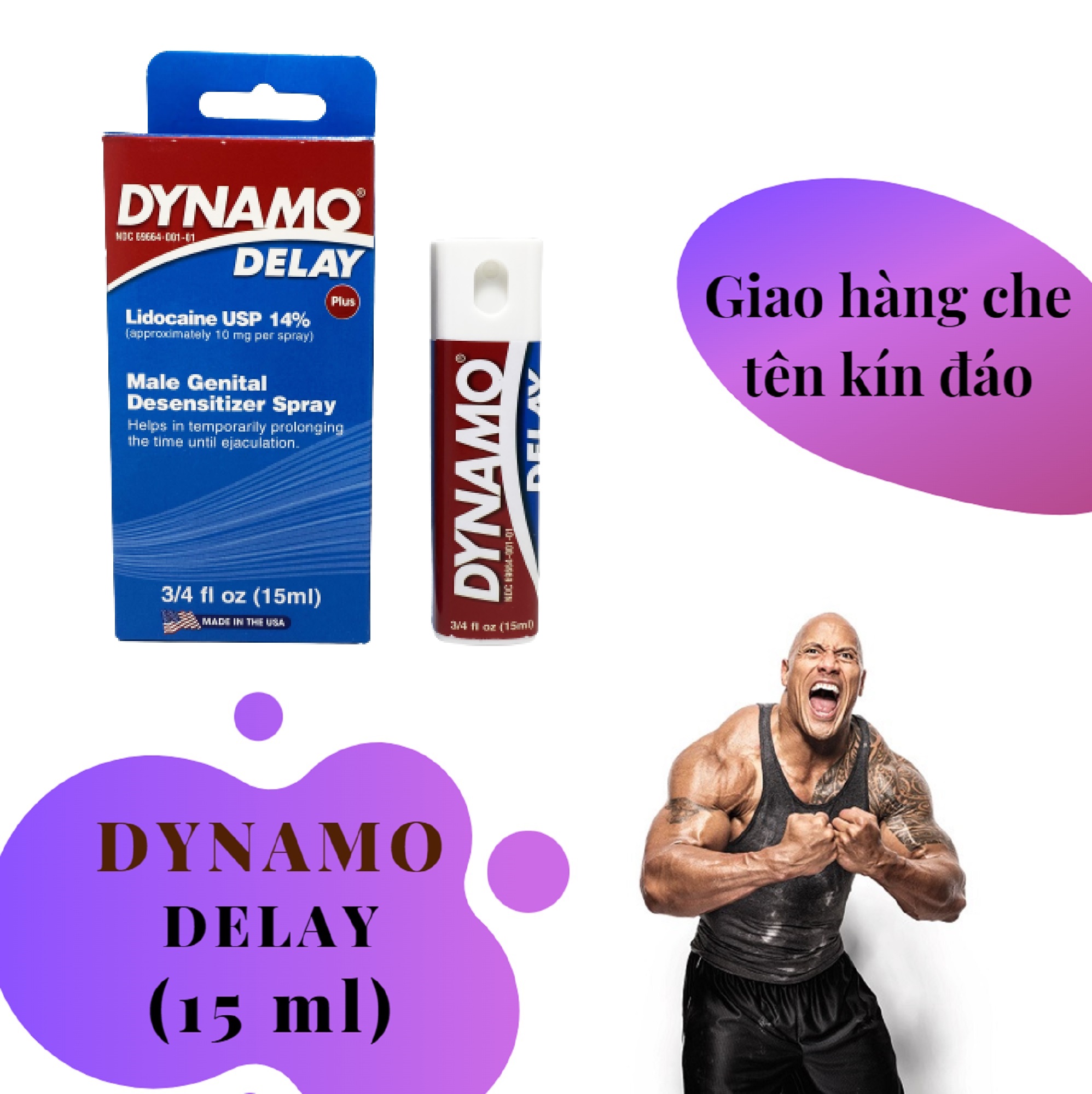 Chai xịt DYNAMO DELAY PLUS USA cao cấp tăng cường sinh lý nam mạnh mẽ (15 ml) - hàng chính hãng