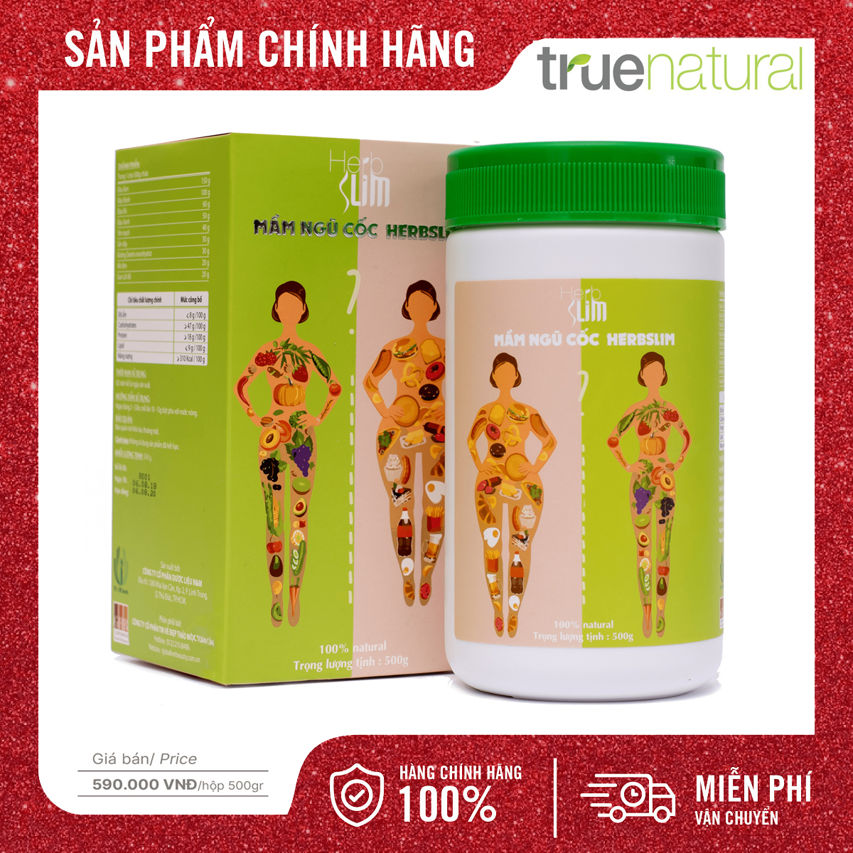 Mầm ngũ cốc giảm cân herbslim -hộp 500g