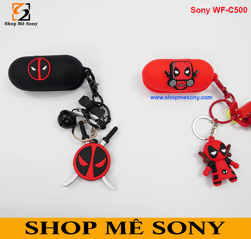 Sony WF-C500 - Vỏ ốp siêu anh hùng Deadpool kèm móc khóa