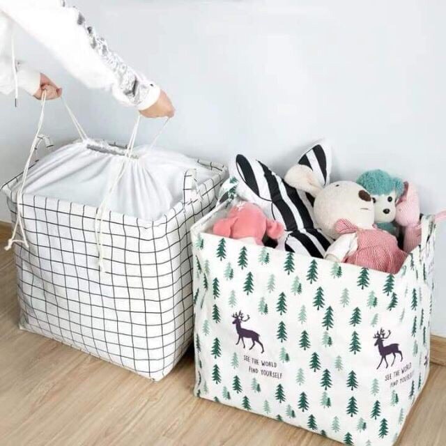 Túi đựng chăn màn quần áo khung sắt dung tích 100L siêu to vải canvas không thấm nước - Giao mẫu ngẫu nhiên