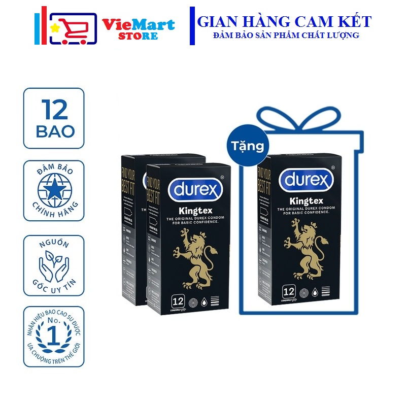 [HCM]Bộ 3 Hộp Bao cao su Durex Kingtex 12 bao / hộp
