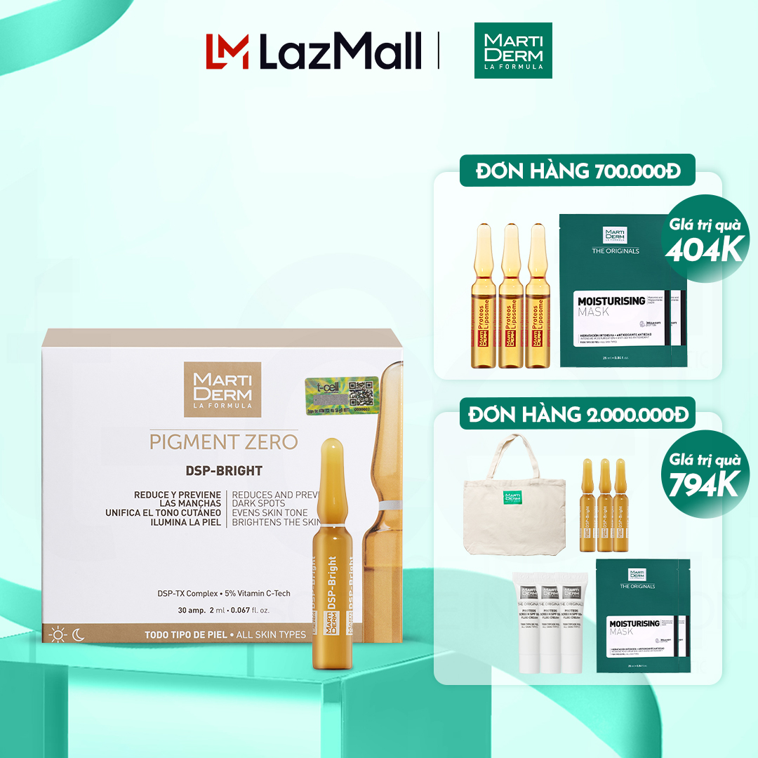 Ampoule Dưỡng Sáng Đều Màu Da, Giảm Đốm Sắc Tố - MartiDerm Pigment Zero DSP Bright (30x2ml)