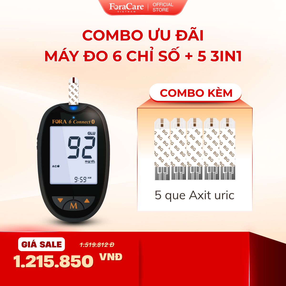 [Foracare] Special Combo Offer for Fora 6 Blood Glucose Meter - Includes 5 3-in-1 Test Strips