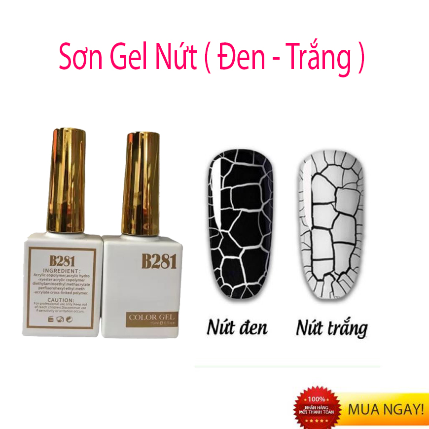 Sơn gel nứt b281 cao cấp, sơn gel nứt b281 2 màu đen và trắng lẻ chai 2 màu chuyên dụng