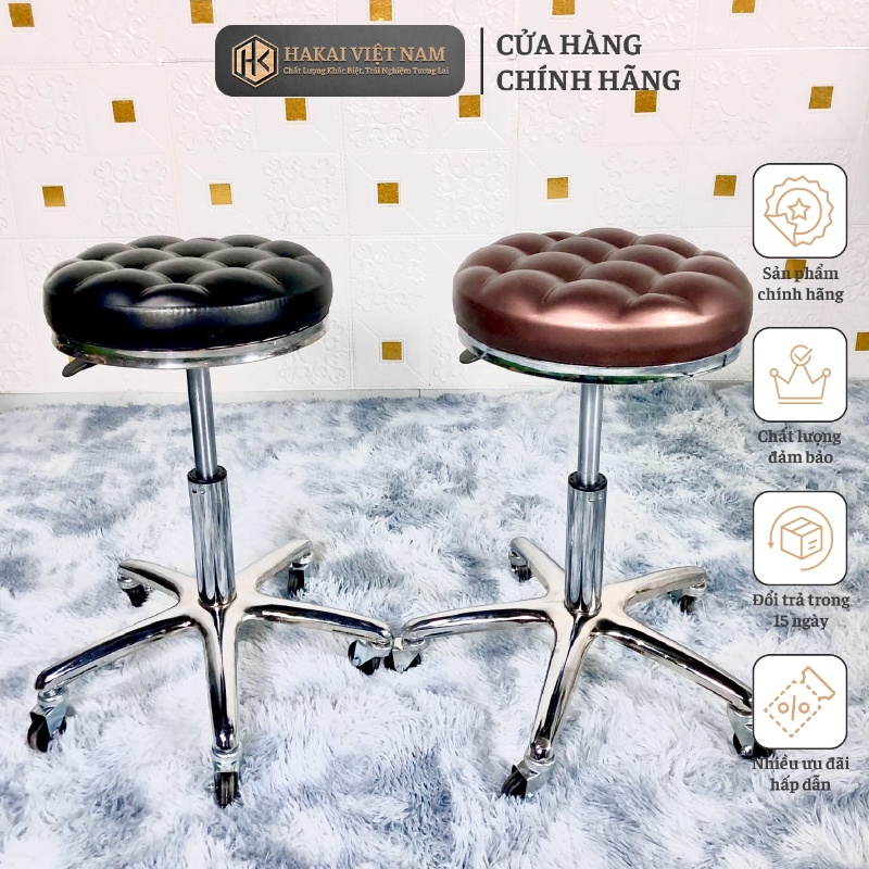 Ghế xoay đệm múi chân inox cao cấp Hakai Việt Nam ghế xoay spa ghế xoay nail ghế xoay inox cao cấp NHẬP KHẨU