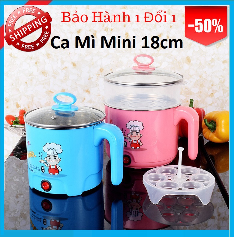 Ca nấu mì siêu tốc nồi nấu đa năng mini siêu tốc 18cm + tặng kèm khay luộc trứng, nồi nấu mì giá rẻ, nồi nấu mini đa năng, hộp pha mỳ đẹp , nồi nấu mì tôm …