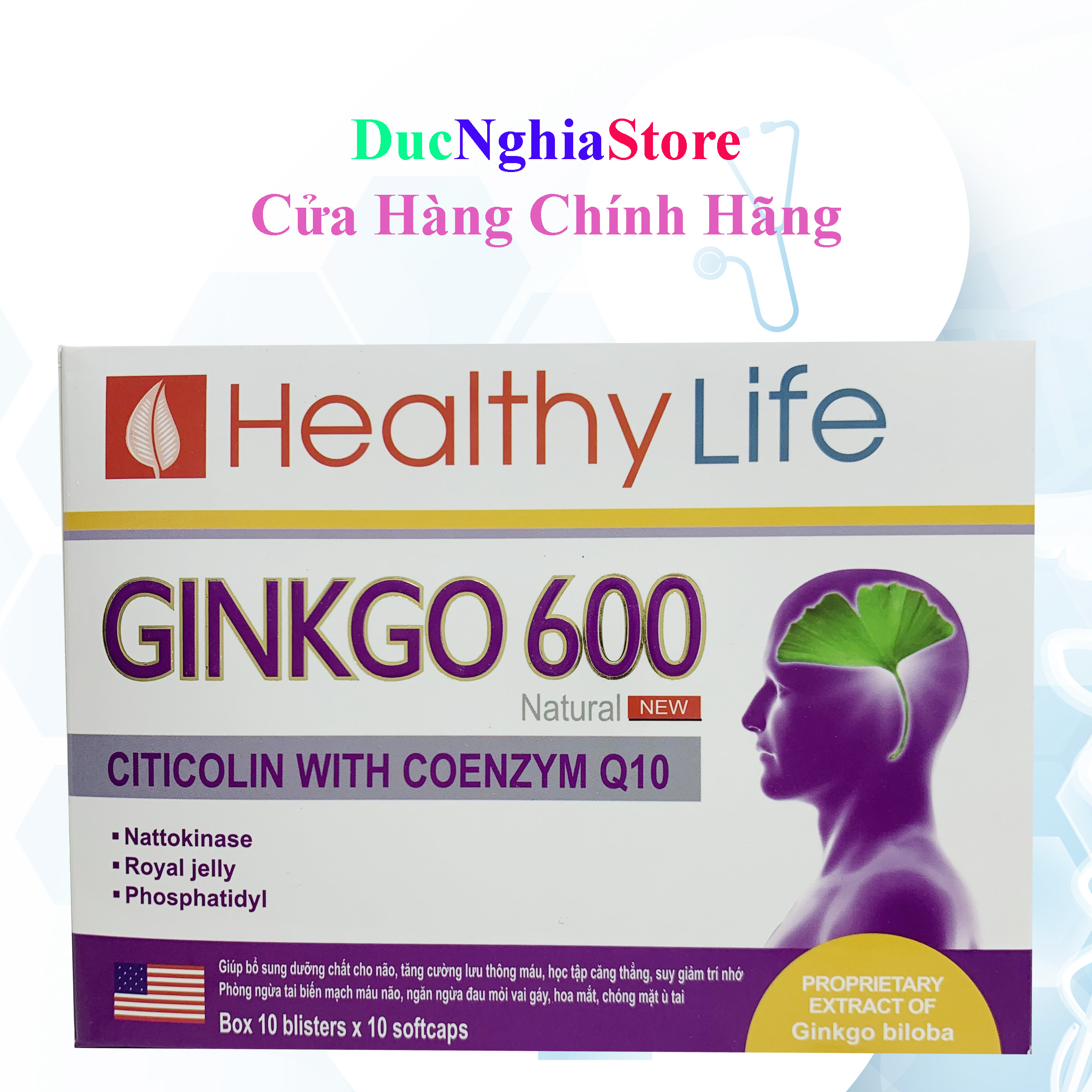 Viên uống bổ não GINKGO 600 giúp tăng cường trí nhớ, tăng tuần hoàn máu não