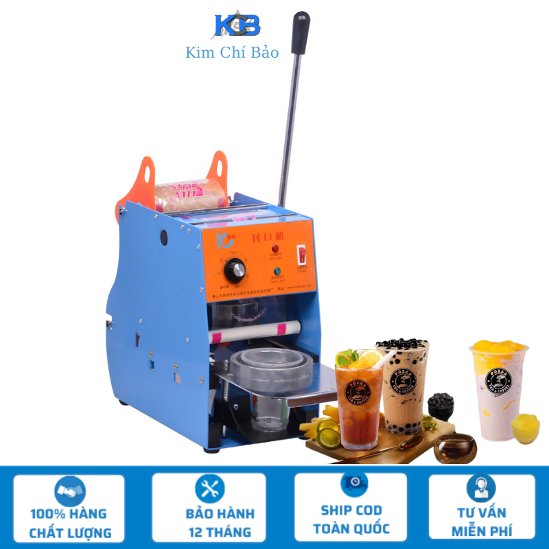 Combo máy ép miệng ly nhựa ic 25 + cuộn màng 2 kg ép cốc trà sữa dùng được cho nhiều loại cốc từ 350 tới 500ml ic25