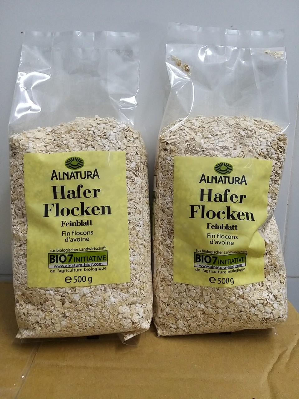 Combo 2 Túi Yến Mạch Đức Cán Vỡ Ăn Dặm Nguyên Chất Hafer Flocken Bio Alnatura 1kg Giảm Cân An Toàn, Tốt Cho Tim Mạch