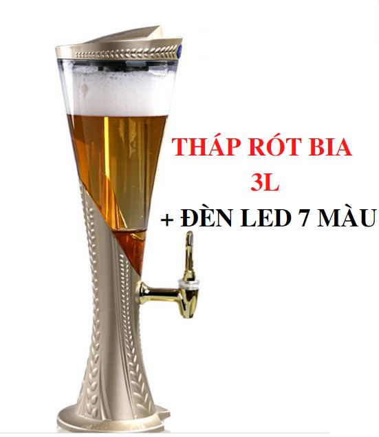 THÁP RÓT BIA BÔNG LÚA + ĐÈN LED 7 MÀU