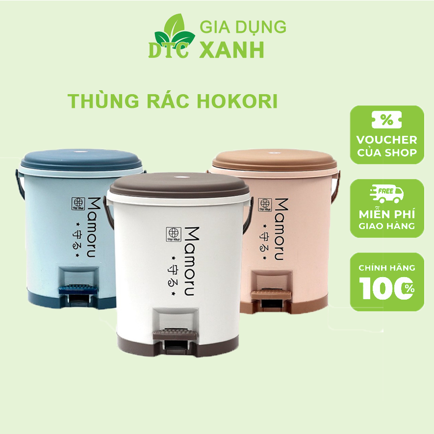 Thùng rác đạp chân bật nắp 5 lít và 10 lít, thùng rác -nhựa đạp chân nắp tròn sọt rác văn phòng,đựng rác gia đình