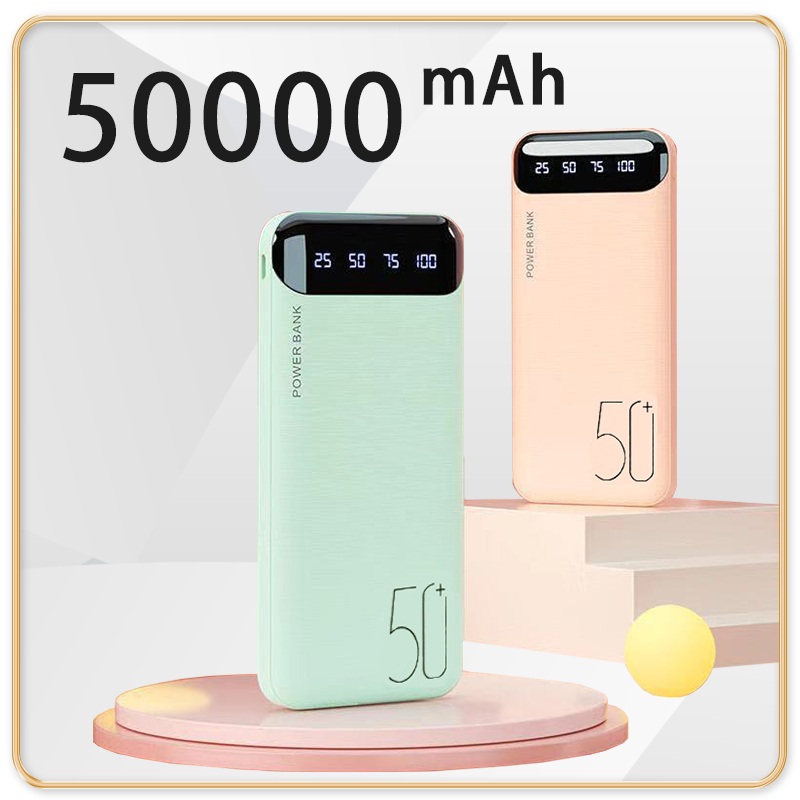 Powerbank 50000mAh Ultra Thin Portable Màn hình kỹ thuật số Đầu vào kép Đầu ra kép Ngân hàng điện Retro