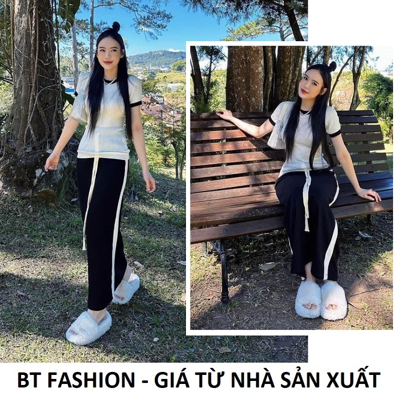 Set Bộ Váy, Quần Sọc - Áo Thun Gân HOT - BT Fashion (Video, Hình Thật) SE04