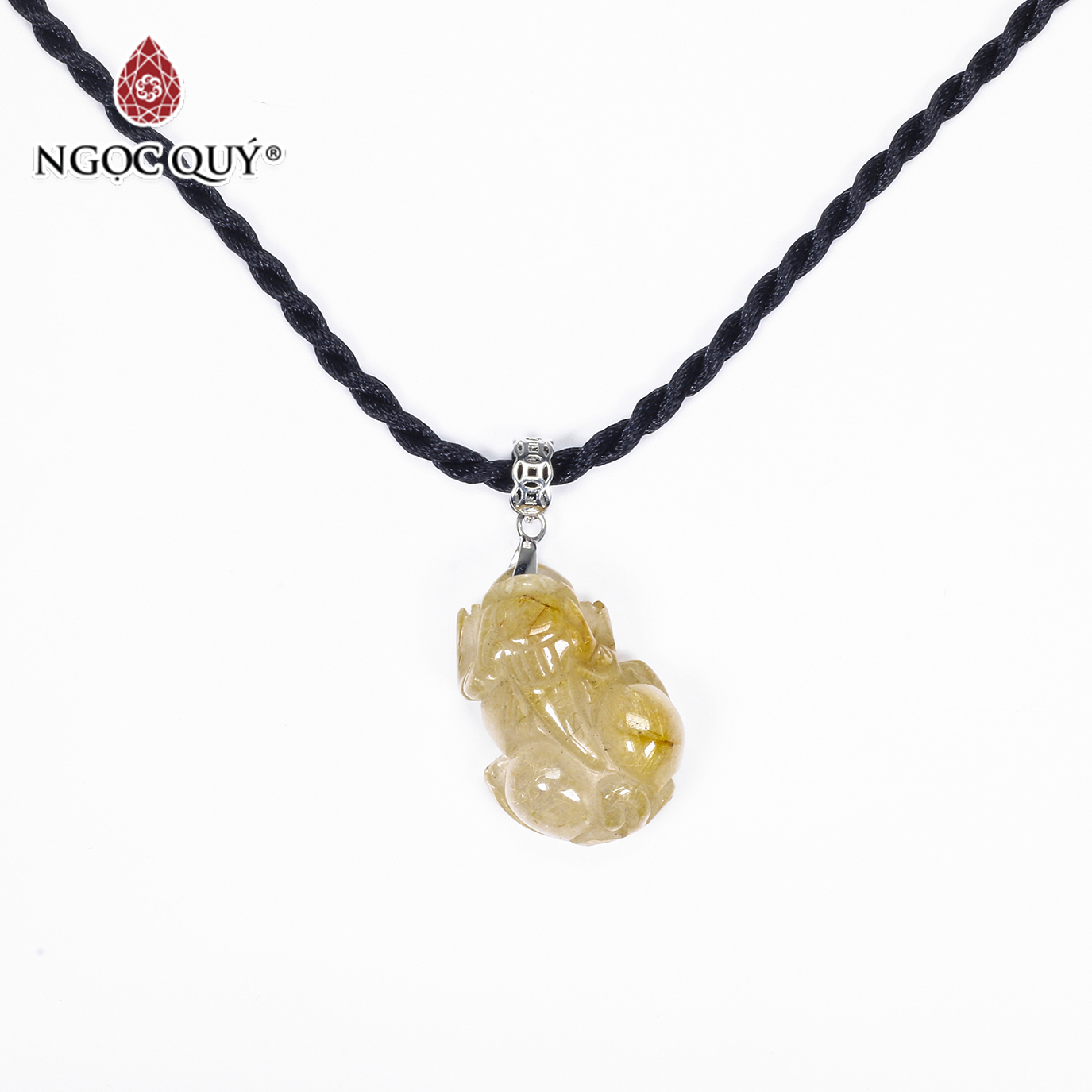 Mặt dây chuyền tỳ hưu tài lộc đá thạch anh tóc vàng 16x22mm mệnh thủy kim - Ngọc Quý Gemstones