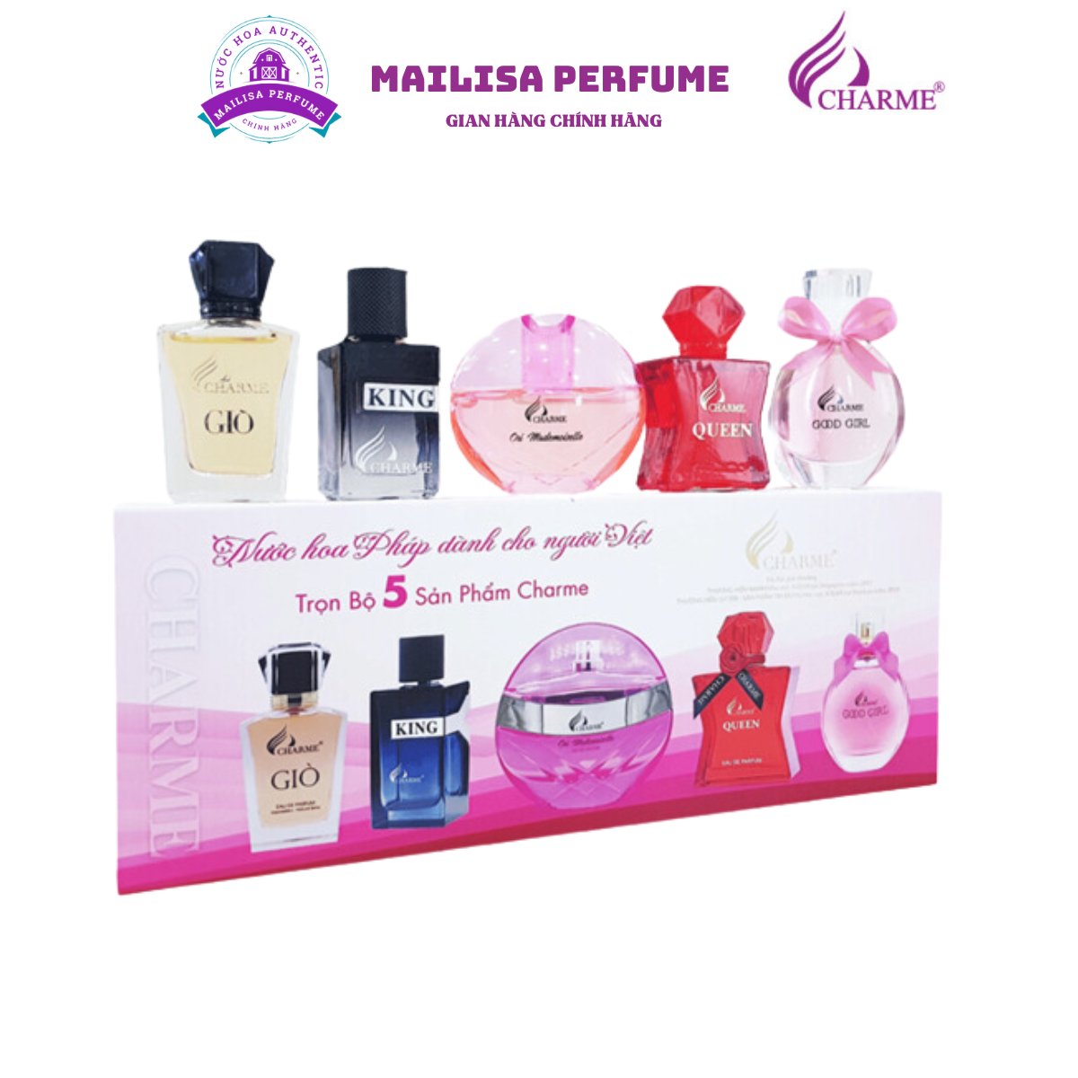 Bộ Set Nước Hoa Char.me Mini 5 chai x 10ml