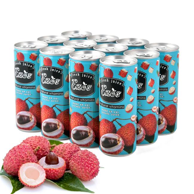 Nước ép vải ezos lốc 12 lon x 240ml