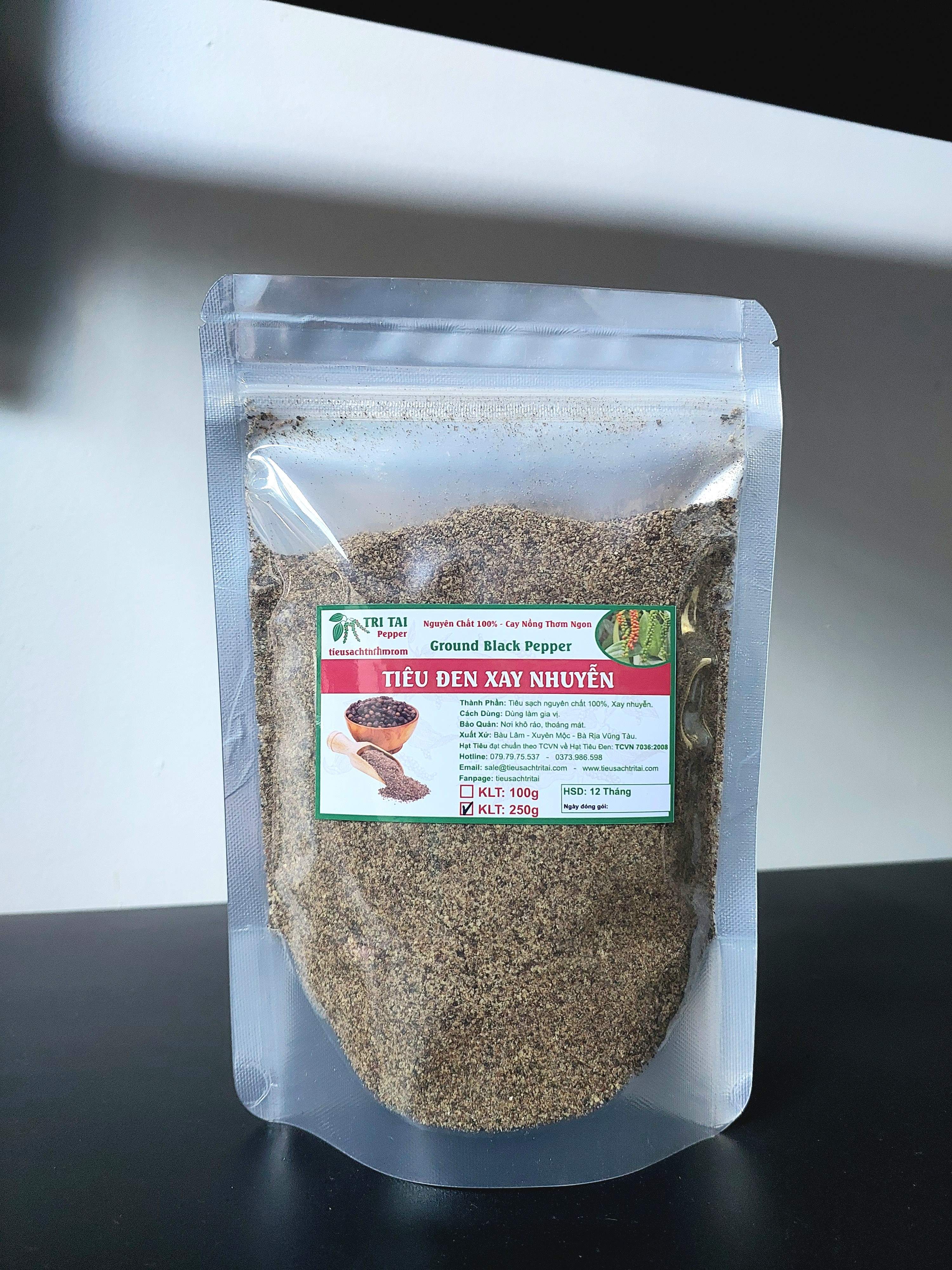Tiêu Đen Rang Xay Nguyên Chất - GROUND BLACK PEPPER - Tiêu Sạch Trí Tài