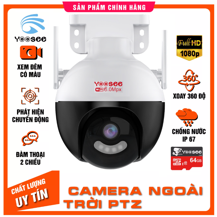 Camera Wifi ngoài trời Yoosee S6L Zoom Góc siêu rộng xem đêm có màu BẢO HÀNH 1 NĂM