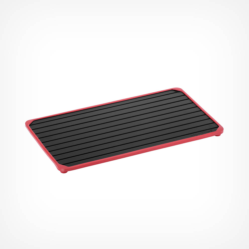 (Hàng Đức) Thớt rã đông Vonshef 35x20cm, màu đen viền đỏ, làm tan thực phẩm đông lạnh trong vài phút, không hóa chất