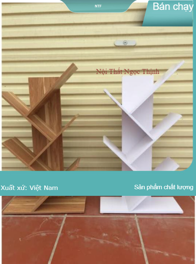 Kệ sách trang trí hình xương cá 5 tầng