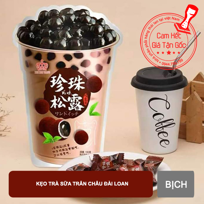 Kẹo trà sữa trân châu đường đen Đài Loan gói lớn 120gr