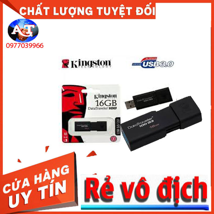 USB 3.0 32GB VÀ 16GB Kingston DataTraveler 100 G3 (Đen)