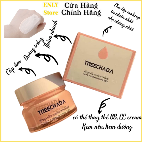 Kem make up trang điểm nhẹ nhàng treechada muscle snow light thái lan,tạo hiệu ứng căng bóng,cấp ẩm