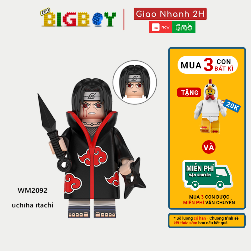 [HCM]Lego Minifigures Ninja Naruto Itachi WM2092 Nhựa ABS 1 Khối Nguyên Seal Kèm Phụ Kiện An Toàn