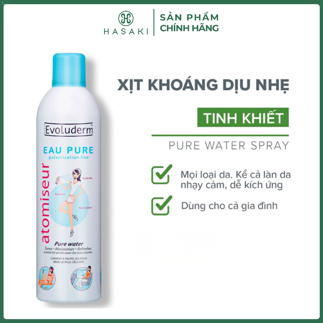 Xịt Khoáng Cấp Nước  Làm Dịu Da Evoluderm Atomiseur Eau Pure Hasaki Sản Phẩm Chính Hãng