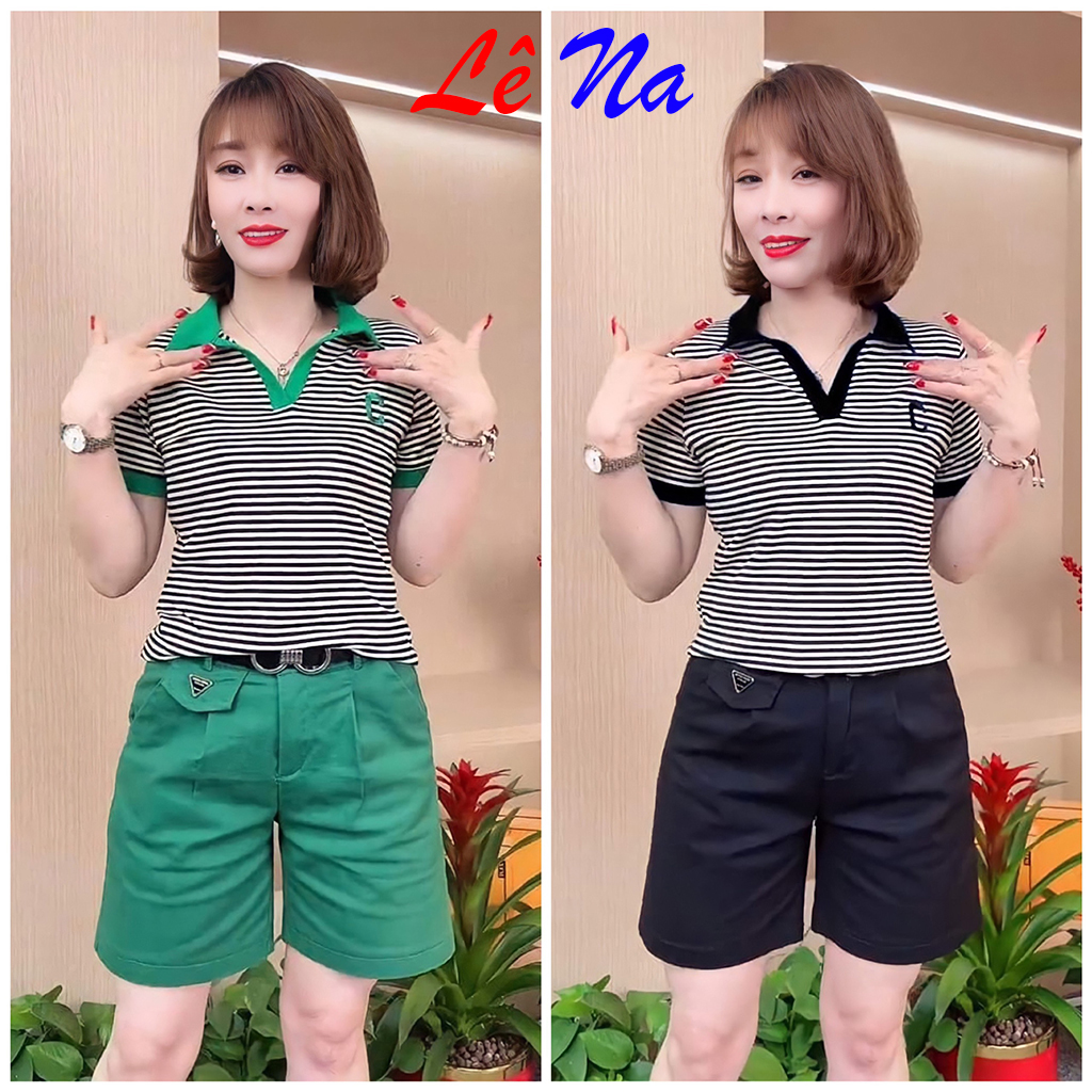 Set bộ chữ c áo kẻ sọc sv27