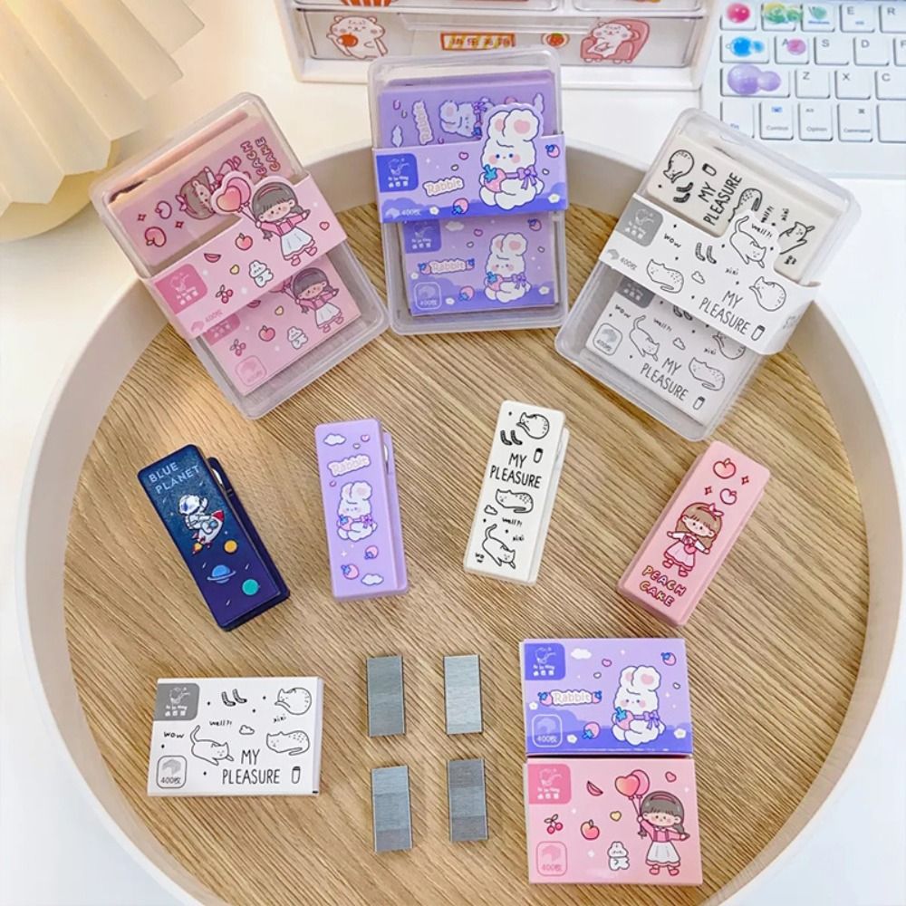 ZHANGWEI Dễ thương Dễ dàng Máy dập giấy Sửa giấy Sinh viên Bìa giấy Dụng Cụ Đóng Sách văn phòng Bộ bìa giấy Bộ Dập Ghim mini có ghim Đồ dùng học tập