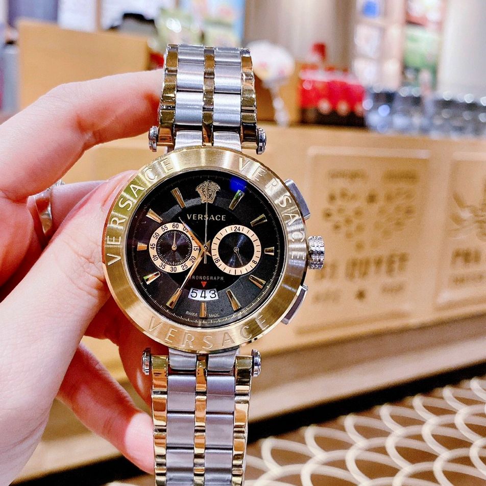 Đồng hồ nam dây kim loại ver$ace CHRONOGRAPH Size 43mm Fullbox , chống nước , vỏ thép không gỉ , đồng hồ nam cao cấp