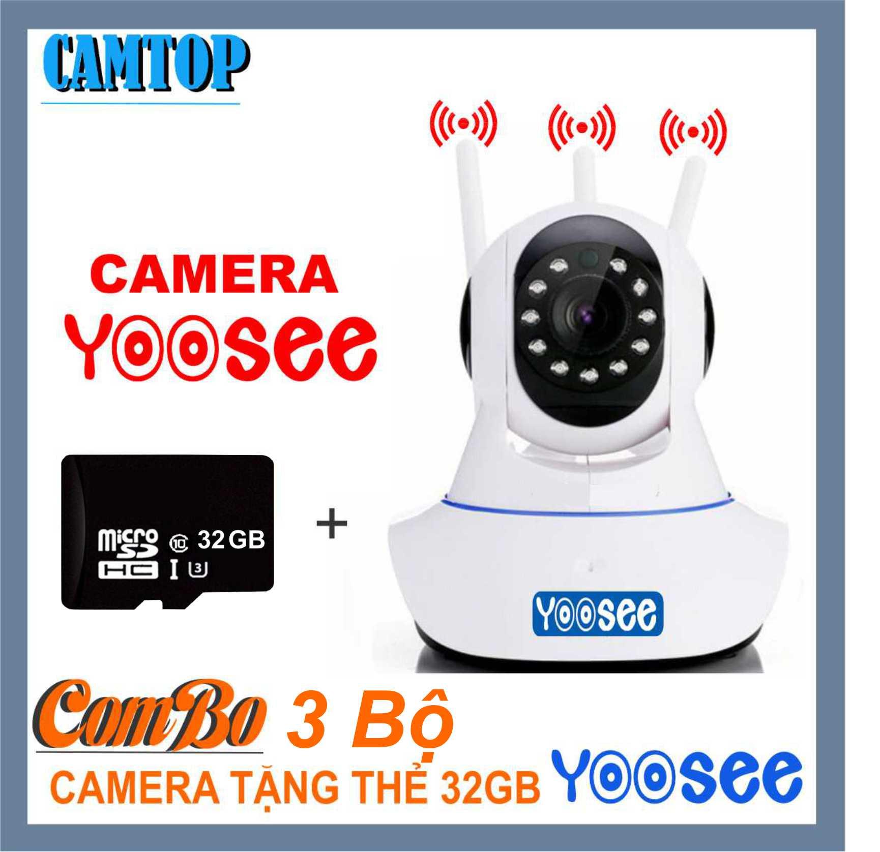 Combo 3 bộ Camera yoosee 3 anten tặng kèm thẻ nhớ 32gb