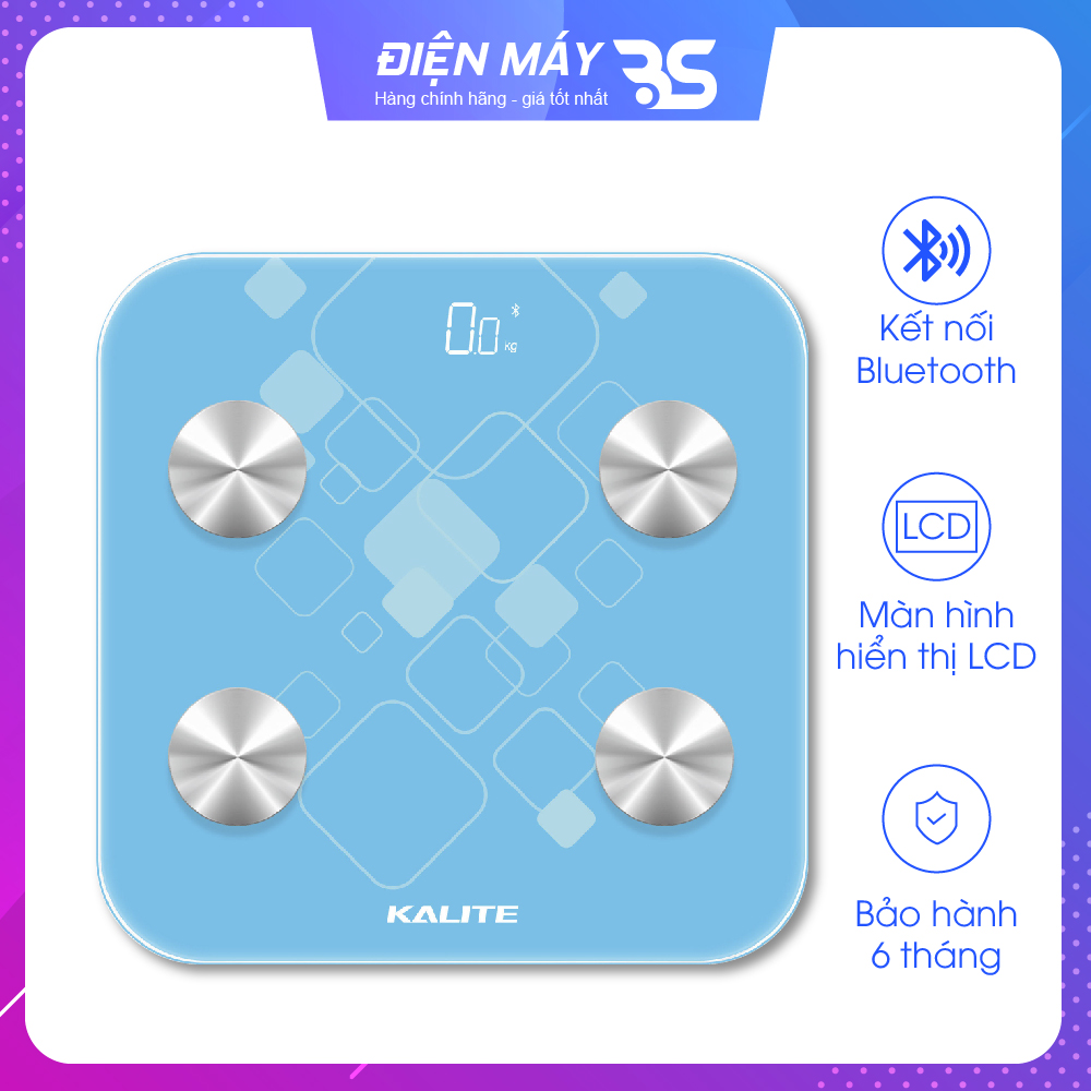 Cân điện tử thông minh Kalite KL 150, có chức năng kết nối Bluetooth và đo các chỉ số sức khỏe của cơ thể