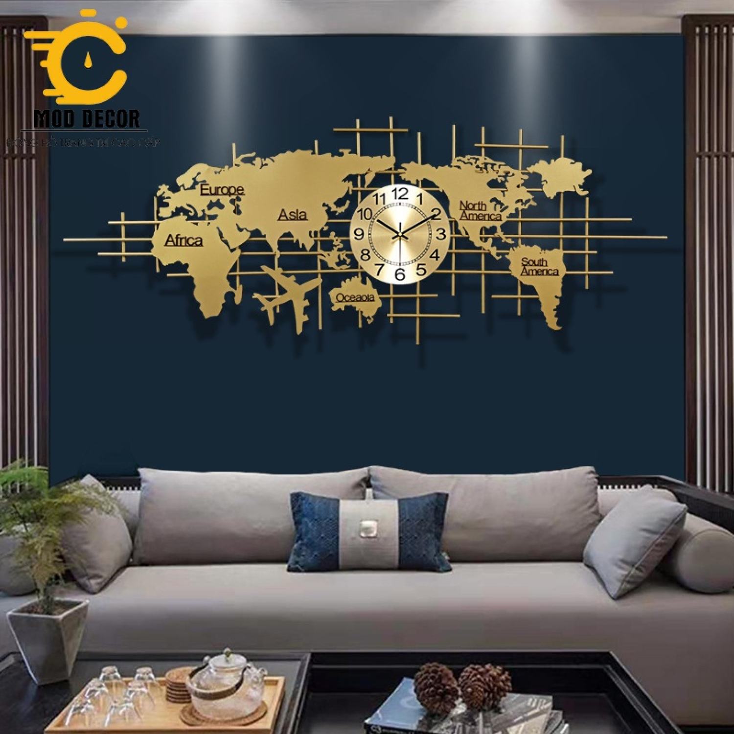 Đồng hồ treo tường trang trí công phượng, tráng gương MOD Decor, Lianzhang JJT mã 2308