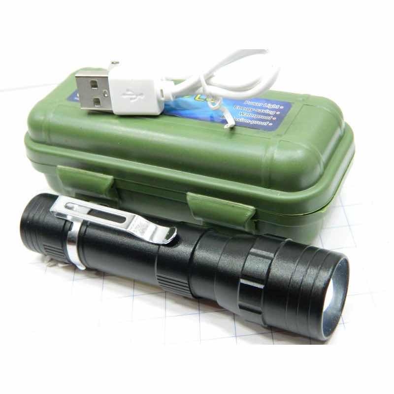 Đèn pin mini siêu sáng cao cấp có zoom sạc cổng usb full hộp