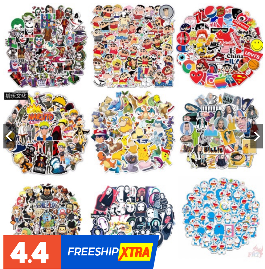 12 miếng Sticker dán nón bảo hiểm,vali chất liệu chống thấm nước kích thước lớn 7-8cm