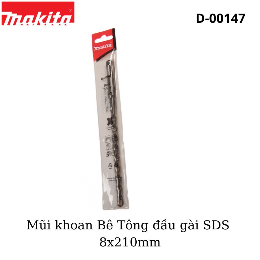 Chính hãng - mũi khoan bê tông đầu gài sds plus 8x210mm makita d-00147