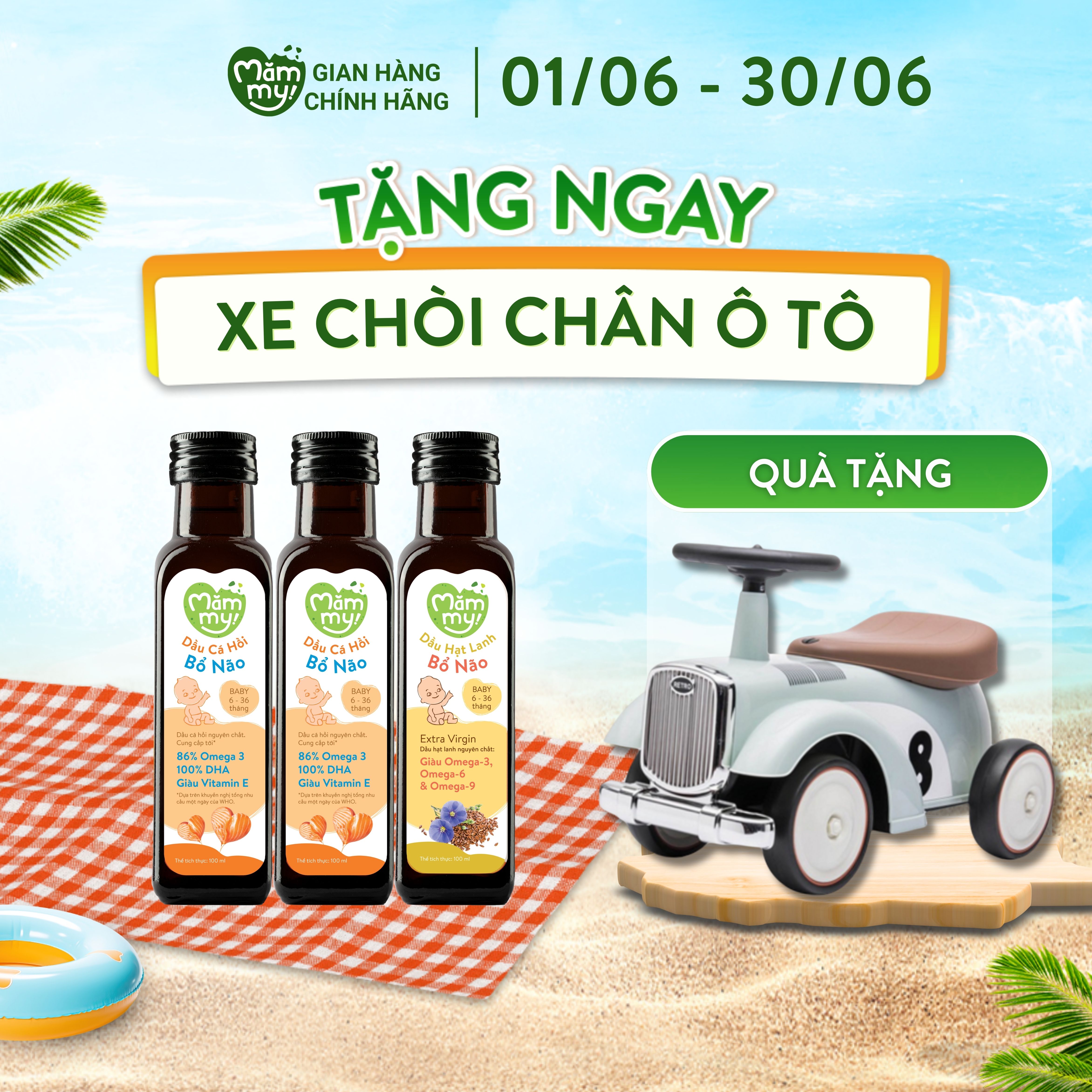 Combo 2 dầu cá hồi 1 dầu hạt lanh ăn dặm bổ não Mămmy giàu DHAOmega-3 cho bé từ 6 tháng