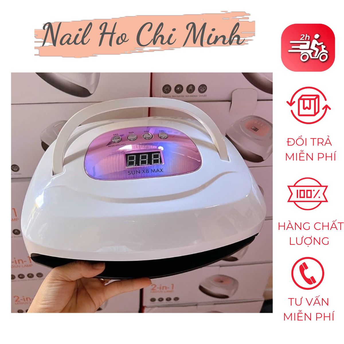 Máy hơ gel sun x8 max - 150w máy hơ móng 57 bóng